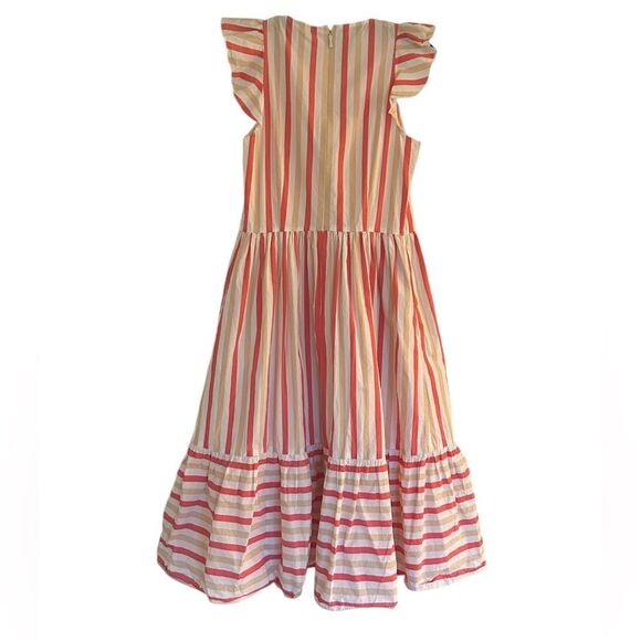 Kate Spade Pink Peach Sherbert Midi Dress Striped Tiered MSRP 328.00 - Picture 3 of 15